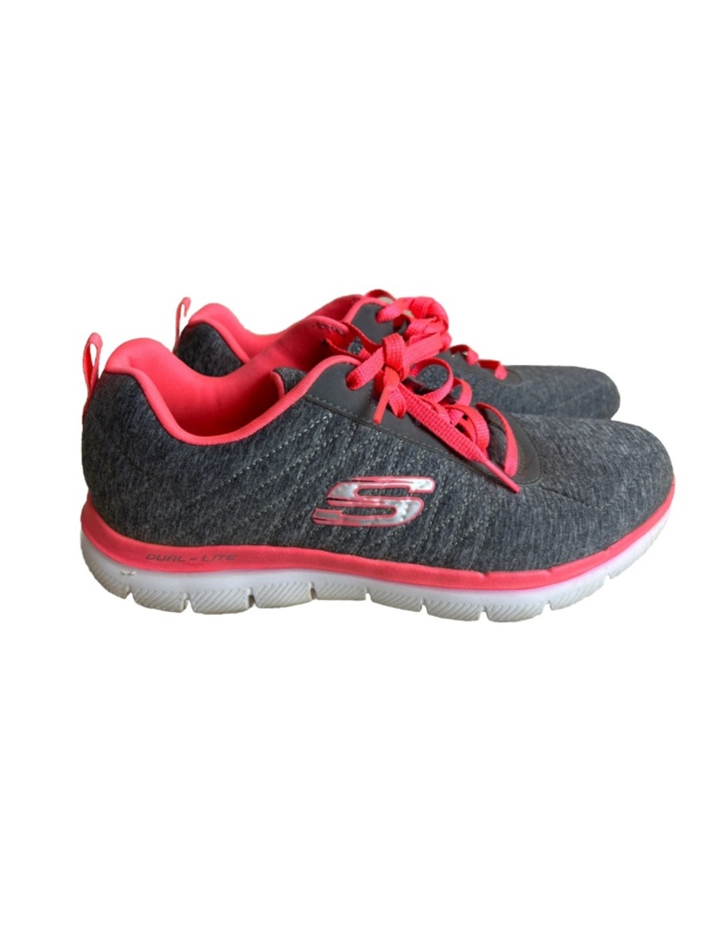 Skechers Womens Sz 8 Next Gen Running Shoes Lightweight Gray Pink SN12763
